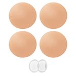 Nebility Women Silicone Nipple Covers 2 Pairs Breast Petals Reusable Adhesive Invisible Breast Nippleless Covers Round(2 Pairs (Coffee),8CM)