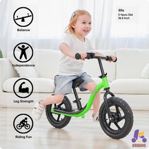 KRIDDO Toddler Balance Bike, Green – 18 Months to 4 Years, Footrest, Early Learning