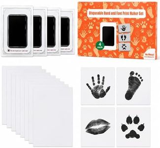 OUKANG 4-Pack Baby Hand and Footprint Kit - Clean & Safe Inkless Pad, Newborn Keepsake, Pet Paw & Nose Print, Valentine's Lip Print Gift Cards (Black)