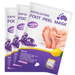 3 Pairs Foot Peel Mask for Hard Skin, Exfoliating Foot Peel Mask, Callus Remover for Feet, Foot Moisturiser Socks for Foot Care, Cracked Heel, Dead & Dry Skin, Foot Mask for Women & Men - Lavender