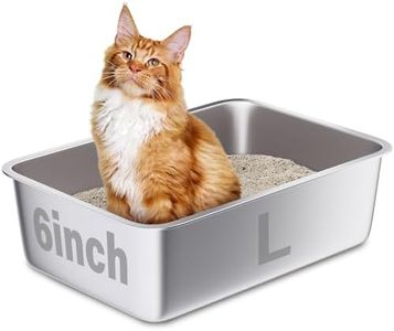 LEGOURNS Stainless Steel Litter Box, 20"x14"x6"(Deep) Large Metal Litter Box Easy Clean, Non Stick Cat Litter Box Stainless Steel No Smell for Adult Cats/Kitty/Kitten