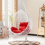 Credenza Metal Egg Design Portable Swing Chair (White, Red)