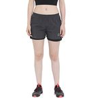 CHKOKKO Double Layered Sports Gym Workout Running Shorts for Women Grey S