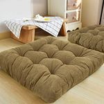 HIGOGOGO Floor Pillow, Square Meditation Pillow for Seating on Floor Solid Thick Tufted Seat Cushion Meditation Cushion for Yoga Living Room Sofa Balcony Outdoor(Olive Green,55x55cm)