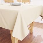 Encasa Table Cloth Size 56x72 in | Cotton Canvas Fabric | Natural Solid Color | Dining Tablecloth for Decoration - Machine Washable