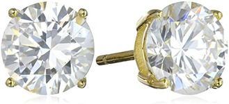 18k Yellow Gold Plated Sterling Silver Round Cubic Zirconia Stud Earrings (8mm)