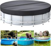 BROSYDA Round Pool Cover for Winter, 18 Ft Winter Pool Cover for Above Ground Pools, Hot Tub Cover, Heavy Duty Pool Cover with Ground Nails, Tension Hook, Drawstring (Black)