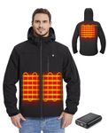 TIDEWE Heated Jacket for Men with Battery Pack, Heated Coat (Black, Size L)