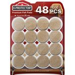 Chair Pads Floor Protectors X-PROTECTOR 48 PCS - Felt Furniture Pads - Premium Chair Feet Protectors - Huge Quantity Floor Protector Pads - Protect Wood Floors with Chair Leg Floor Protector! Beige