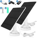 5W Solar Panel for Security Camera 2 Pack, 5V Solar Panel Charger with Micro USB, DC 3.5mm, USB & Type-C Port, IP65 Waterproof Solar Panel for Camera with 9.8ft Cable, 360° Adjustable Bracket