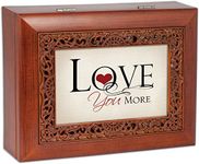 Love You More Cottage Garden Ornate Woodgrain Inlay Jewelry Music Box Plays All You Need Is Love