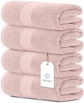 White Classic Luxury Bath Towels Set of 4 Large - 700 GSM Cotton Ultra Soft Bath Towels 27x54 | Highly Absorbent and Quick Dry | Hotel Towels for Bathroom Luxury, Plush Shower Towels, Pink