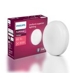 PHILIPS Rimless Full Glow 5-watt Round LED Surface Downlighter | Striker Surface Under Cabinet LED Light for Decoration | Warm White, Pack of 1