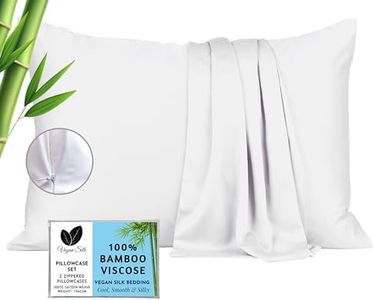 Zipper Pillow Cases Standard - 100% Viscose Bamboo Pillowcase 2-Pack Zip Up Pillow Case Cooling Zippered Pillow Cases Standard Size, Protector Cover