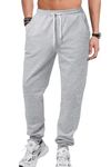 Linvich Men's Sweatpants Cotton Baggy Athletic Pants Straight Leg Joggers with Side Pockets Grey