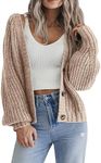 Zeagoo Women’s Chunky Knit Cardigan Sweaters 2024 Fall Open Front Long Sleeve Button Cropped Cardigan Coats Apricot