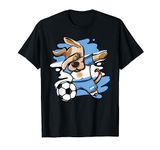 Dabbing Dog Argentina Soccer Fans Argentinian Flag Football T-Shirt