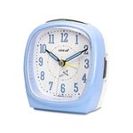 OREVA Alarm Table Clock with 4 Step Snooze Buzzer Sound (9 cm x 6.1 cm x 10.3 cm, AA3097)(B.Blue)