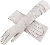 Womens Sunblock Long Driving Gloves Cotton UV Sun Protection Full Finger Gloves Arm Sleeve Cover - Grey - One Size