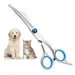 Cat Dog Grooming Scissors, Pet Grooming Scissor with Safety Round Tip, Stainless Steel Dog Cat Grooming Shears (Down Curved Scissors)