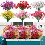 AGIRL 24 Bundles Artificial Flowers for Outdoor,No Fade Fake Plastic Flowers Faux Plants for Decoration Hanging Planters Indoor Outside Garden Porch Window Box Home Wedding Farmhouse