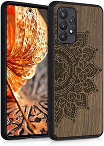 kwmobile Wood Case Compatible with Samsung Galaxy A52 / A52 5G / A52s 5G Case - Cover - Rising Sun Dark Brown