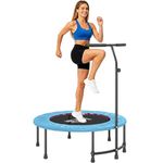 HOMCOM 40" Fitness Trampoline, Mini Trampoline Bungee Rebounder with Adjustable Handle for Indoor Exercise Workout, Blue