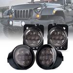 Xprite Smoked Lens Turn Signal Lights & Side Marker Lights Kits, LED Lights Compatible with 2007-2018 Jeep Wrangler JK & Wrangler Unlimited, Armber