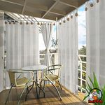 HIPPO - PE 95% Outdoor Sun Blocking Balcony Curtains Loop UV Protection, Sun Shading Light Filtering, Temperature Reducing 8 ft Door Curtain, Set of 2 pcs (Arctic-White || 4.5FTX8FT)