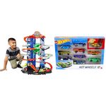 Hot Wheels City Robo T-Rex Ultimate Garage + Hot Wheels Toy Cars & Trucks (1:64 Scale) Bundle