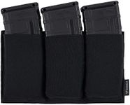 IDOGEAR Triple Mag Pouch Elastic Molle Magazine Pouches Open-top Carrier for M4/M16/AR/AK Rifle Magazines (Black)