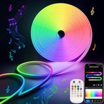 Lamomo LED Strip Light - RGBICW Neon Rope Lights with Remote App Control,Colour Changing Music Sync Waterproof LED Lights, Warm White Mode 24V 3m Neon Light Strips for Bedroom Gaming Indoor Decor