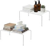 Evelots 2 Pack Kitchen/Bathroom/Pantry/Freezer/Office Extra Shelf-Cabinet Organizer-Double Space-Sturdy Metal-Scratch Resistant PE Plastic Coating-Plastic Feet-White
