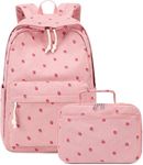 Bluboon Backpack for Girls Kids Preschool Backpack with Lunch Box Kindergarten Bookbag Toddler School Bags Set, Corduroy Strawberry Pink, Daypack Backpacks