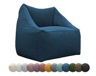 chilly pilley bean bag corduroy mini seat cushion EPS beads filling floor cushion armchair garden cushion with backrest seat (dark blue)