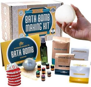 DIY Gift Kits Bath Bomb Making Kit for Kids, Make 12 All Natural Bath Bombs at Home, Made in The USA, 100% Pure, 7 Essential Oils, Epsom Salts, Cupcake Mold Liners, Recipes, Gift Box Included