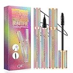 QIC Mascara,Black Mascara&Eyeliner Set,4D Mascara with Liquid Eyeliner Kit,Waterproof,Sweat-Proof,Smudge-Proof,Long Lasting,Quick Drying Perfect Eyes Makeup Set Gifts for Christmas