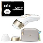 Braun IPL Silk Expert Pro 5, Visible Permanent Hair Removal For Women & Men With Venus Razor and Precision Head, Premium Pouch, Alternative For Laser Hair Removal, PL5124, White/Gold
