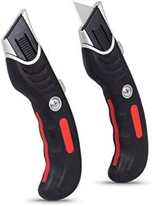 INTERNET'S BEST Ergonomic Utility Knife Set | Retractable Box Cutter with Rubber Handle | For Cutting Cardboard, Carpet & Plastic | Blade Storage in Handle | Includes 2 Razor Knives & 3 Extra Blades