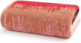 SEMAXE Luxury Bath Towel, 100% Cotton Towel with Hanging Loop and Smart Tag, Hotel & Spa Quality Towel for Bathroom, Gift Box Packaging, 1 Pc Brown/Pink Colored Towel, 55" L x 27" W