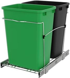 Rev-A-Shelf Double Pullout Trash Can for Kitchen Cabinets 35 Quart Garbage Recycling Bin Container on Full Slides, Green/Black, RV-18KD-1918C-S