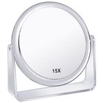 15X Magnifying Makeup Mirror for Desk Double Sided 1X/15X Desk Mirror,Portable Table Small Standing Magnifying Mirror for Cosmetic