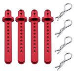 Hobbypark Aluminum RC Body Post Car Shell Column with Clips Pins for AXIAL SCX10 1/10 RC Rock Crawler Replacement Parts (Set of 4) (Red)