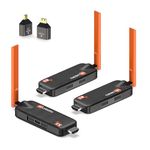 2025 Wireless HDMI Transmitter and 2 Receivers, Up to 6 RXs, HDMI Transmitter and Receiver, 5G/1080P Wireless Extender Streaming Video Audio für Laptop, Camera to TV, Projektor, Monitor - 165FT/50 M