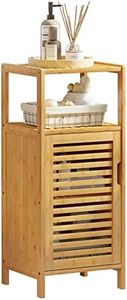 VIAGDO Bamboo Cabinet, Bathroom Storage Cabinet with Single Door and Shelf, Freestanding Bathroom Cabinet, Kitchen Cupboard, Sofa Side Table for Living Room/Hallway/Bedroom/Kitchen