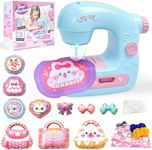 FOTSHARER Portable Sewing Machine Toy with Cloths Cotton Thread, Mini Kids Sewing Kit Sewing Kits Arts & Educational Crafts for Girls Toys, Kids Tool Set Toy for Beginners DIY Lovers