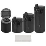 ARVOK Lens Pouch Set Water Resistant Camera Lens Case, Protective Lens Pouch Set for DSLR Camera Lens, 4 Size Thick Camera Lens Bag for Nikon, Tamron, Sigma, Pentax, Sony, Fuji, Panasonic