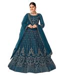 RUDRAPRAYAG Net And Santoon Embroidered Anarkali Gown For Women | Semi Stitched Gown For Women | Long Gown For Women 2023 | Gown With Dupatta For Women