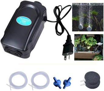 10W Aquarium Air Pump(2X3.5L/Min air Output), Fish Tank Air Pump with Dual Outlet Adjustable Air Valve, Silent Oxygen Fish Tank Bubbler with Air Stones for Up to 100CM Tank (10W)