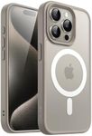 JETech Magnetic Case for iPhone 15 Pro 6.1-Inch Compatible with MagSafe, Translucent Matte Back Slim Shockproof Phone Cover (Natural Titanium)